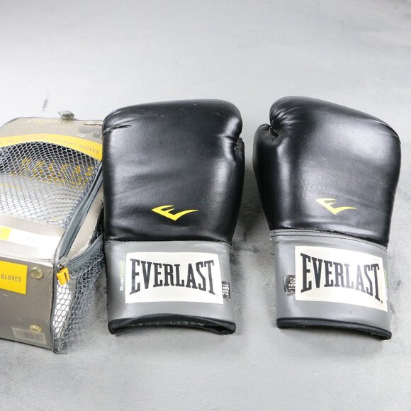 Everlast Advanced Pro Style Training Boxing Gloves 16oz + Hand Wraps Black/Grey - Picture 1 of 13